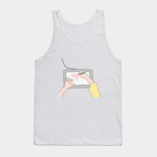 Hands working on Graphic Tablet - Hand drawing a Heart on a Graphic Tablet Tank Top